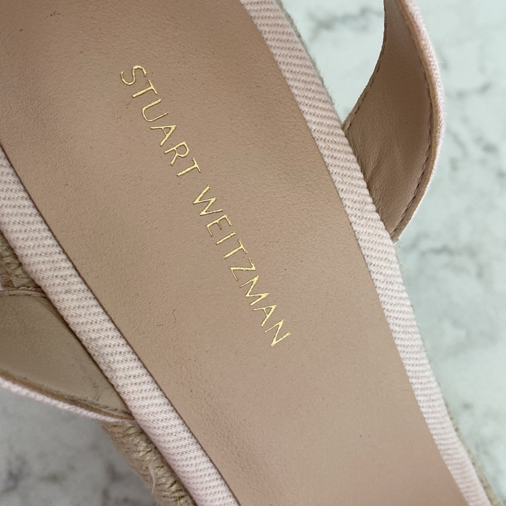 Stuart Weizmann espadrille wedge light pink size 10 - Picture 7 of 9